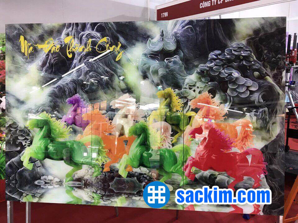 In uv phẳng trên gạch men thành từng tấm nối lại