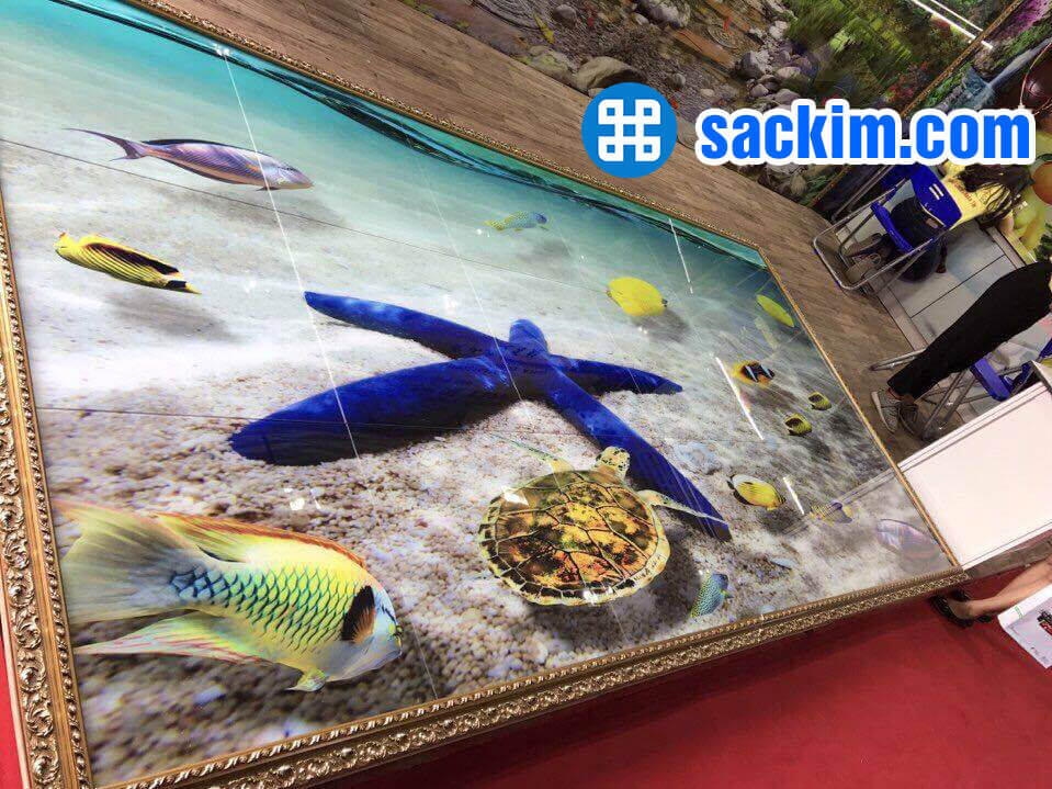 In uv gạch men đóng khung trang trí trong nhà`