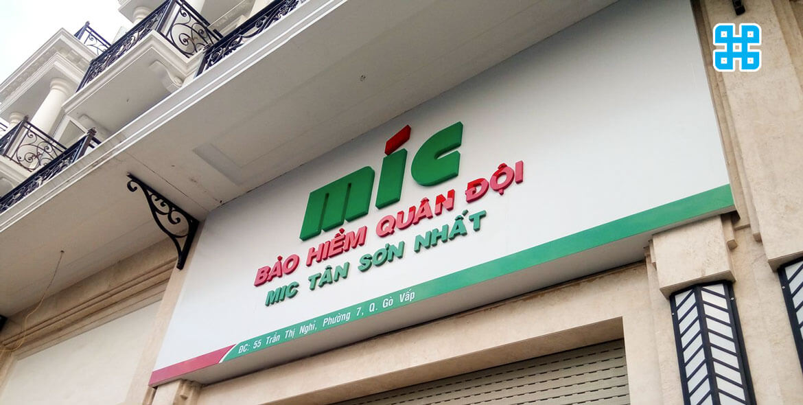 bảng hiệu công ty bảo hiểm quận đội tại đường Phan Văn Trị, Gò Vấp