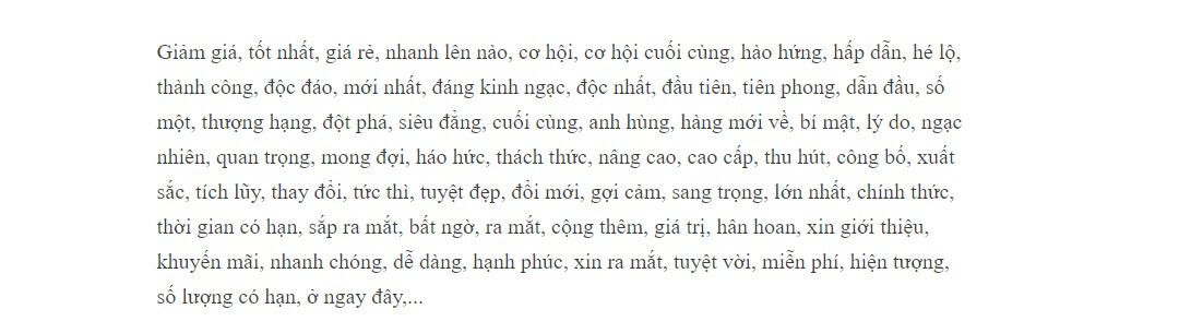 Các từ nên dùng trong nội dung tờ rơi