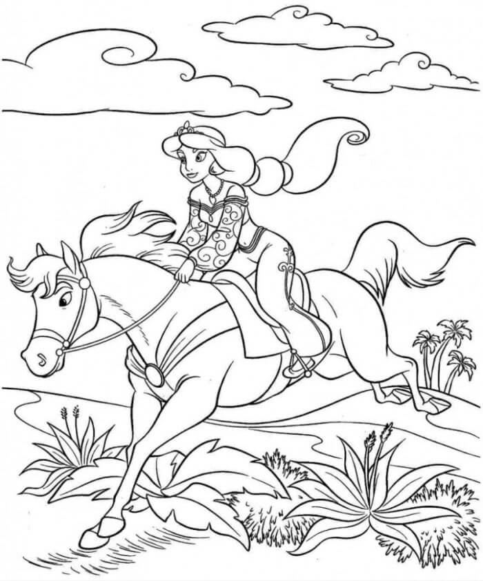 Tranh tô màu công chúa cưỡi ngựa