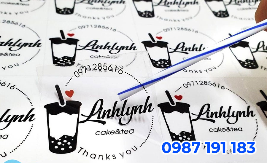 Mẫu decal trong được dùng để dán lên ly, cốc trà sữa