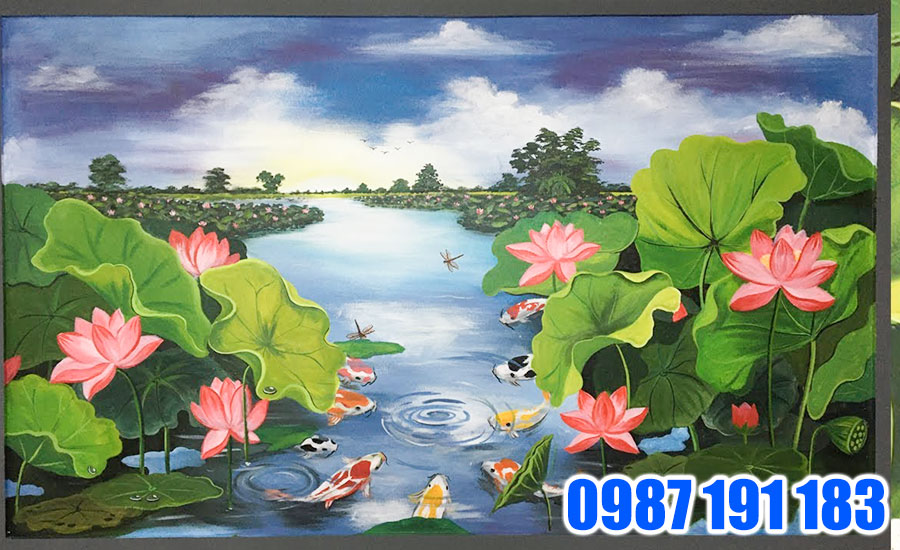 Tranh cá chép và hồ nước sẽ thích hợp với người mệnh Thủy