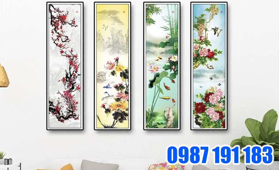 4 mùa trong năm được thể hiện qua tranh tứ quý