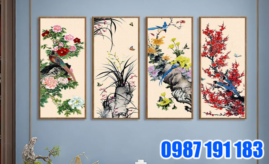 Cần chọn nơi có không gian rộng trong nhà để treo tranh tứ quý