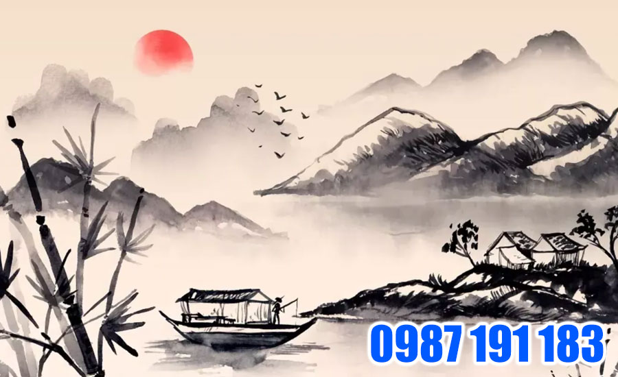 Tranh thủy mặc được vẽ bằng bút lông và mực tàu