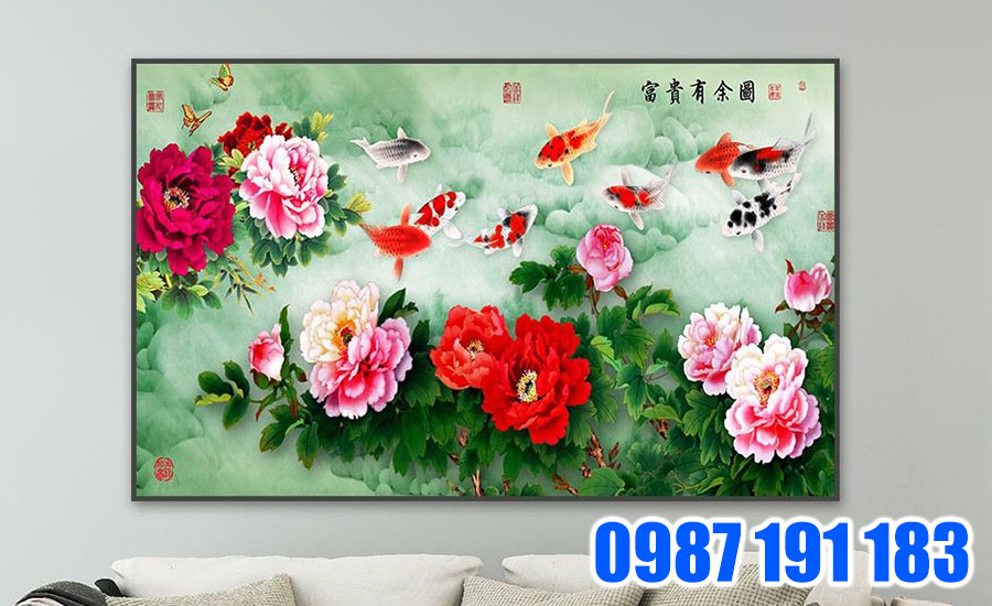 Treo tranh hoa mẫu đơn trong nhà cần có ở vị trí thích hợp