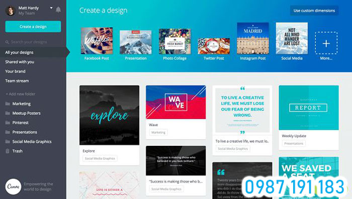 Canva là website thiết kế đồ họa cực kỳ phổ biến hiện nay