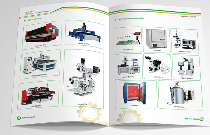 Mẫu catalogue cho ngành thiết kế máy móc với đầy đủ thông số kỹ thuật