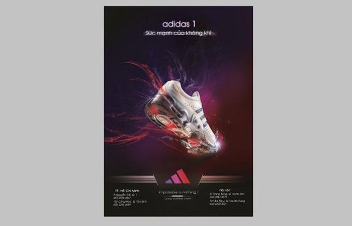 Màu sắc thiết kế trên poster Adidas đem lại ấn tượng cho người xem