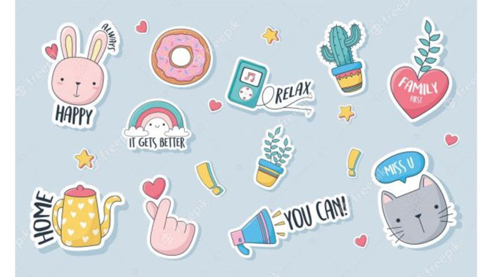 Top 20+ mẫu sticker trang trí sổ tay vector cute, chất