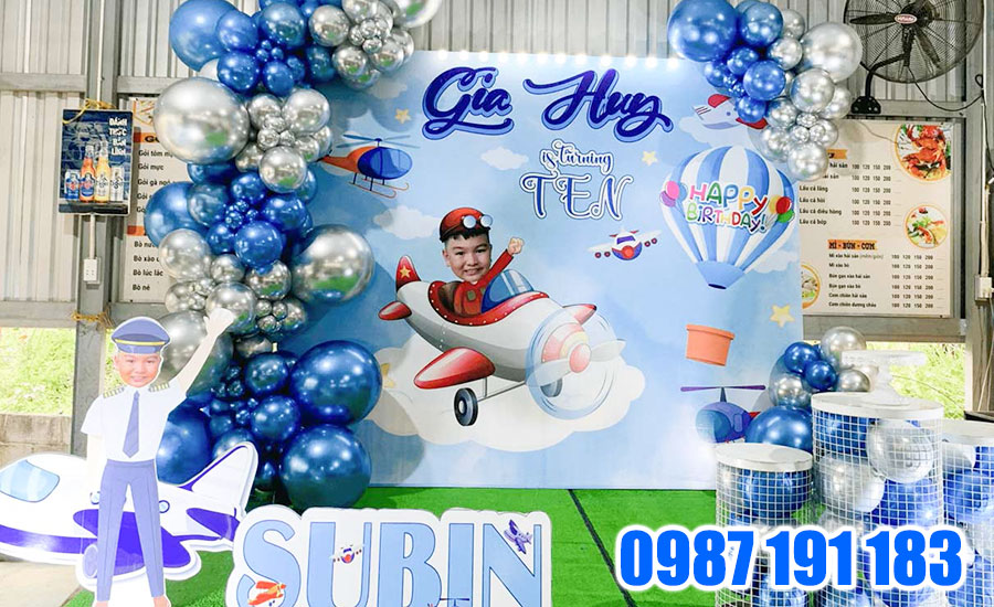 Mẫu backdrop sinh nhật bé trai 01