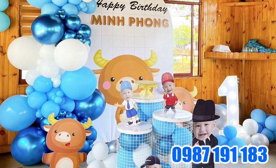 Mẫu backdrop sinh nhật bé trai có cả hình ảnh minh họa