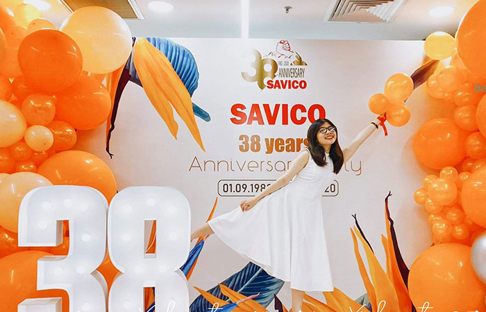 Mẫu backdrop mừng sinh nhật 38 năm công ty Savico