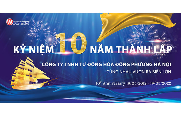 Mẫu backdrop kỷ niệm 10 năm thành lập công ty TNHH Tự động hóa Đông Phương Hà Nội