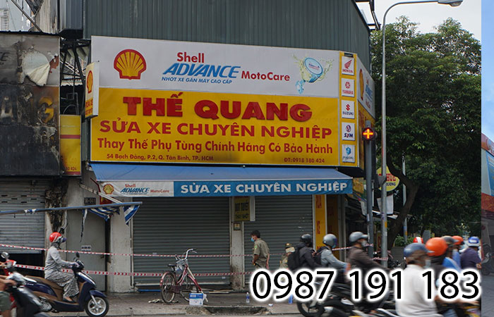 Mẫu bảng hiệu của cửa hàng sửa xe Thế Quang