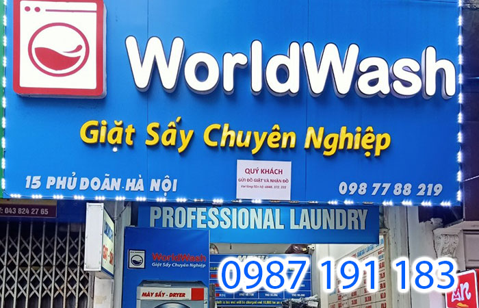 Mẫu bảng hiệu đẹp của tiệm World Wash