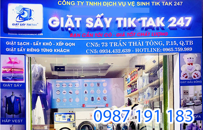 Mẫu bảng hiệu đẹp sang trọng khổ lớn của tiệm giặt giấy Tik Tak 247