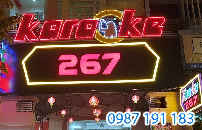 Mẫu bảng hiệu với viền đèn led đẹp của quán Karaoke 267