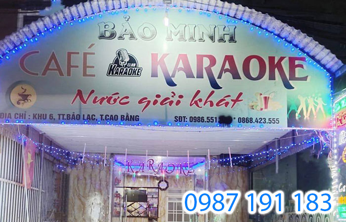 Mẫu bảng hiệu của tiệm kinh doanh karaoke kèm nước giải khát, cafe