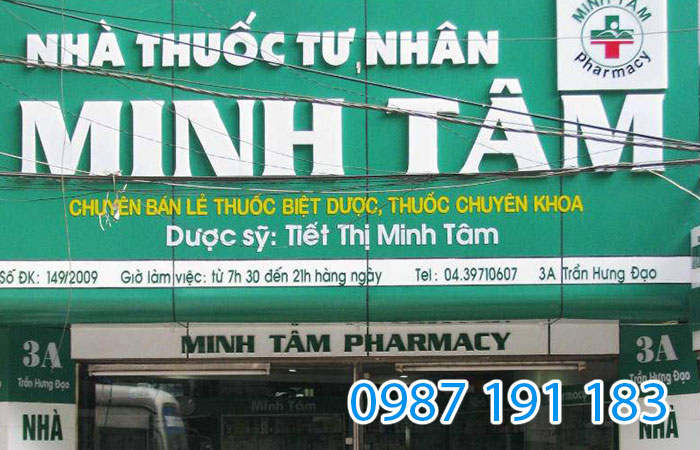 Mẫu biển hiệu của nhà thuốc tư nhân Minh Tâm