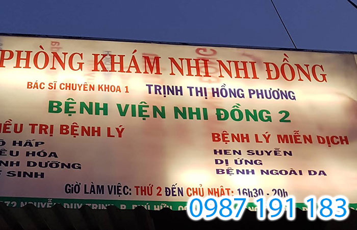 Mẫu bảng hiệu phòng khám tại bệnh viện Nhi Đồng