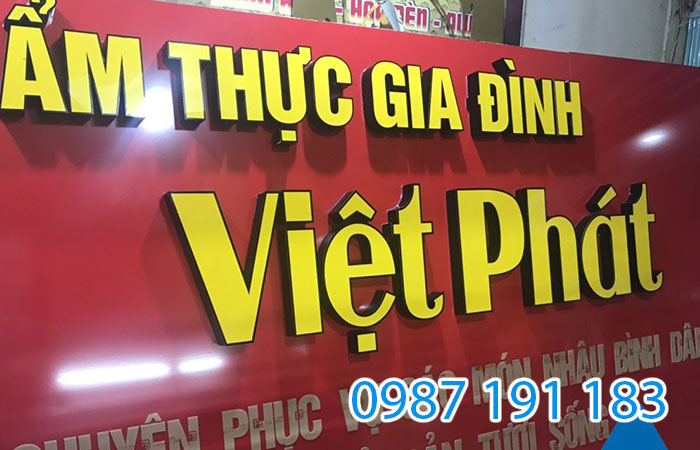 Mẫu biển hiệu phục vụ các món ăn gia đình Việt Phát