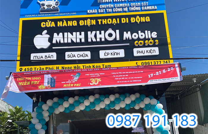 Mẫu biển của cửa hàng điện thoại di động Minh Khôi Mobile