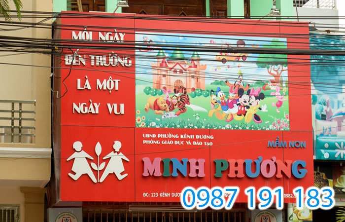 Mẫu bảng hiệu đẹp của trường mầm non Minh Phương