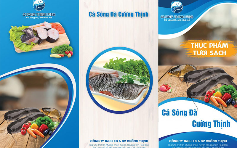 Mẫu tờ rơi quảng cáo cho mặt hàng thực phẩm tại nhà hàng phục vụ cá