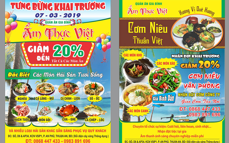 Mẫu thiết kế tờ rơi mừng khai trương quán ẩm thực Việt