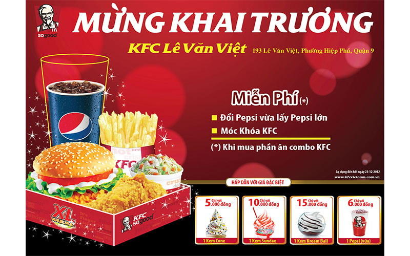 Mẫu tờ rơi mừng khai trương cửa hàng KFC Lê Văn Việt