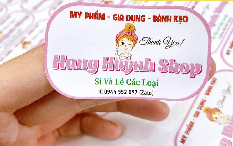 Mẫu tem của cửa hàng mỹ phẩm sỉ lẽ Hang Huynh Shop