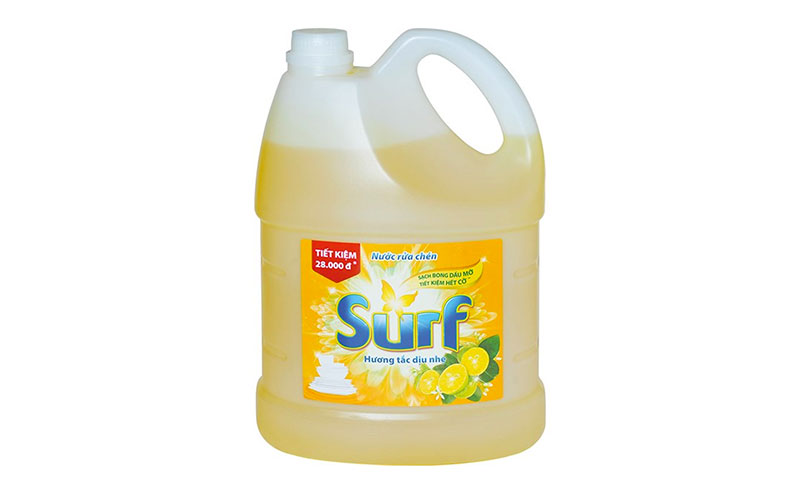Mẫu tem nhãn nước rửa chén giá rẻ của thương hiệu Surf
