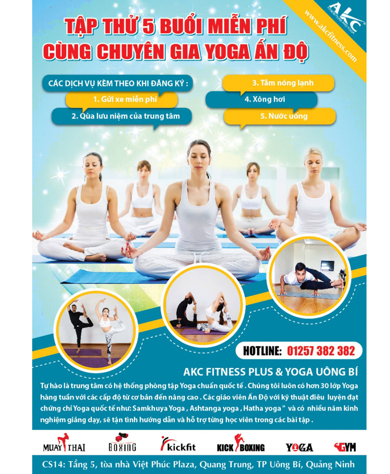 Mẫu tờ rơi quảng bá khóa học thử Yoga của các chuyên gia Ấn Độ
