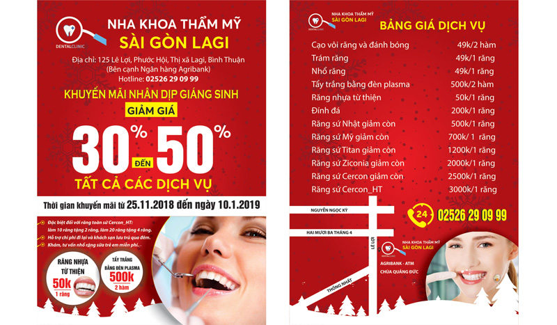 Mẫu tờ rơi quảng cáo với tông màu đỏ đẹp của trung tâm Sài Gòn Lagi