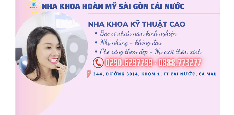 Mẫu tờ rơi quảng cáo cho phòng khám nha hoa Hoàn Mỹ Sài Gòn Cái Nước