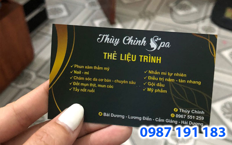 Mẫu name card thẻ liệu trình có dịch vụ phun xăm của Thùy Chinh Spa