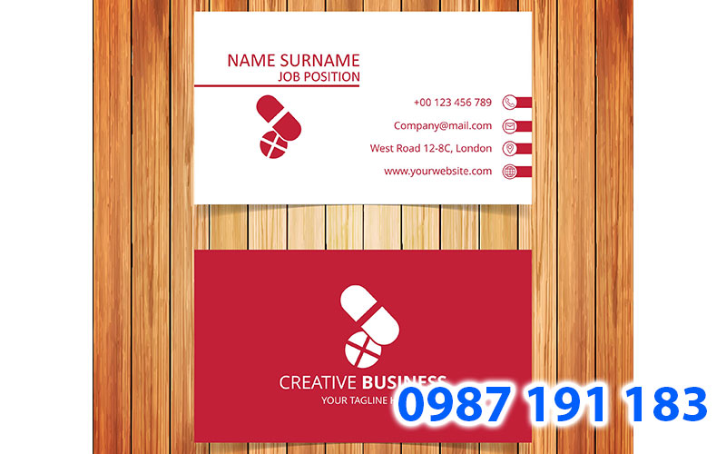 Mẫu name card dược sĩ với logo hình viên thuốc
