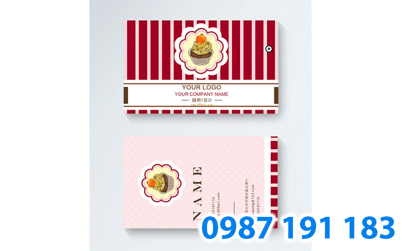 Mẫu name card được thiết kế mẫu để cho khách hàng đặt hàng cho các tiệm bánh