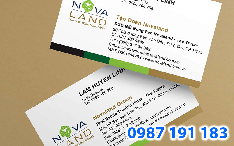 Mẫu name card chức danh của nhà môi giới bất động sản Nova Land