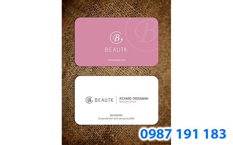 Mẫu thiết kế name card màu hồng đẹp cho cửa hàng bán mỹ phẩm