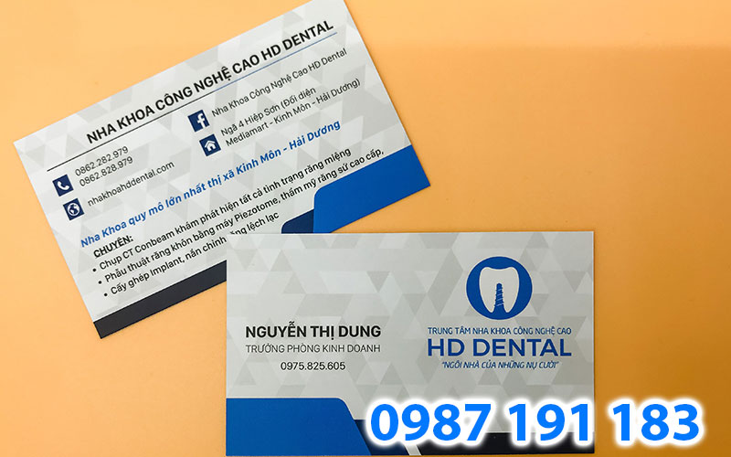 Mẫu name card của phòng khám nha khoa công nghệ cao HD Dental
