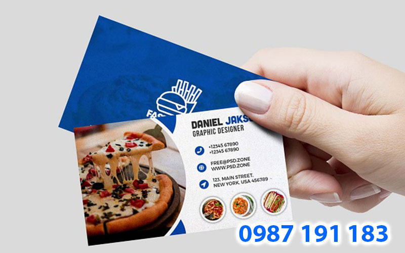 Mẫu name card tiếng Anh dành cho quán ăn Pizza