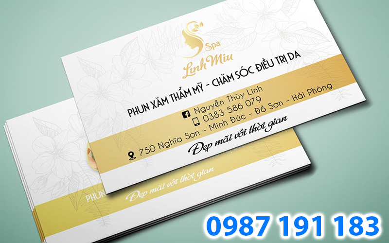 Mẫu name card spa có các dịch vụ phun xăm thẩm mỹ, chăm sóc điều trị da