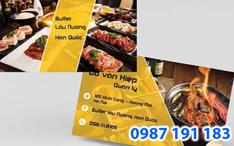 Mẫu name card của nhà hàng đồ ăn lẩu nướng, Buffet Hàn Quốc
