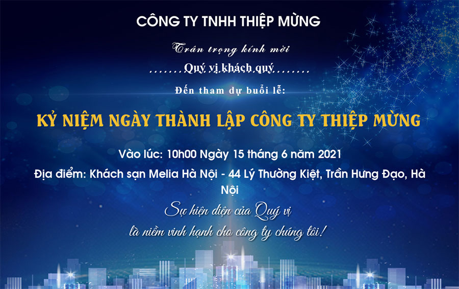 Thiệp mời sinh nhật công ty