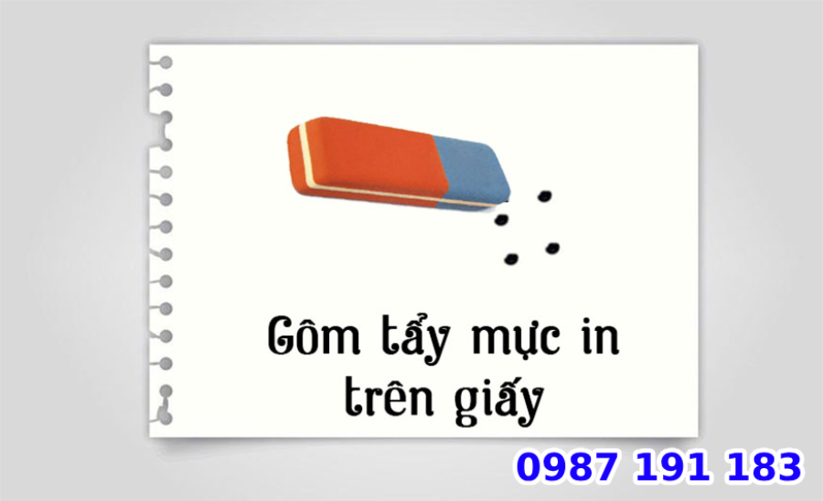 Dùng gôm tẩy mực in trên giấy A4