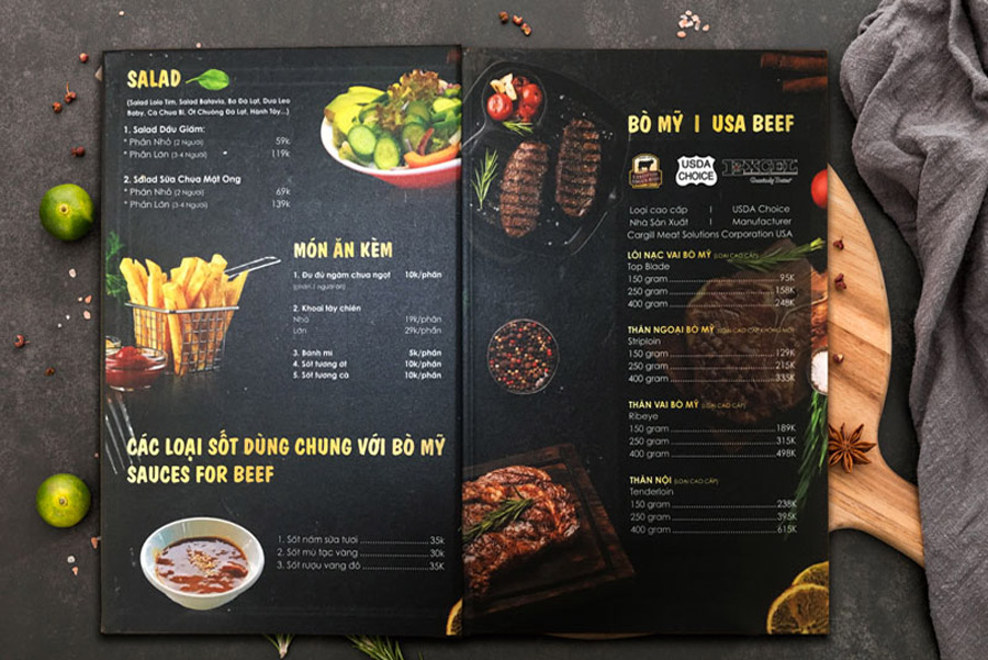 Menu bảng cầm tay 2 mặt mẫu 2