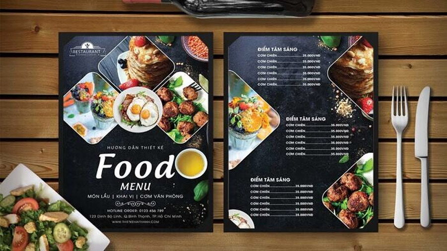 Menu bảng cầm tay 2 mặt mẫu 3